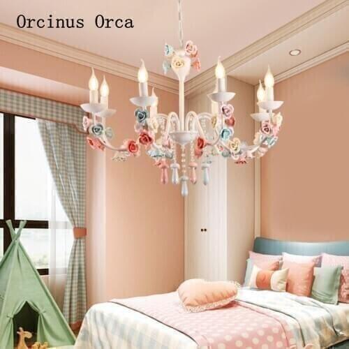 Nordic candy Flower Chandelier living room girls bedroom childrens room Princess Room Korean romantic rose Chandelier