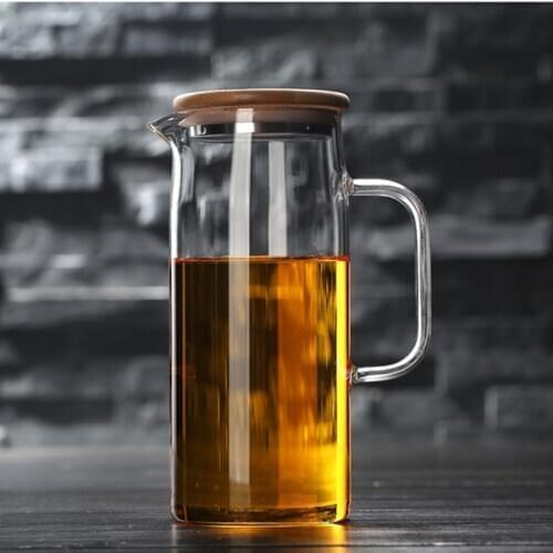 1L/1.2L/1.5L Transparent Glass Water Jug Pot Cha Tea Kettle Lemonade Pitcher Heat-resistant Explosion-proof Heatable Carafe