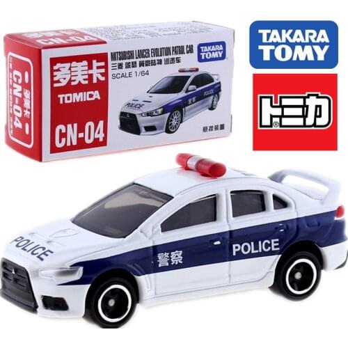 Takara Tomy Tomica CN-04 MITSUBISHI LANCER EVO LUTION Patrol Police Car Mould Diecast Metal Automomile Model Kit Toys
