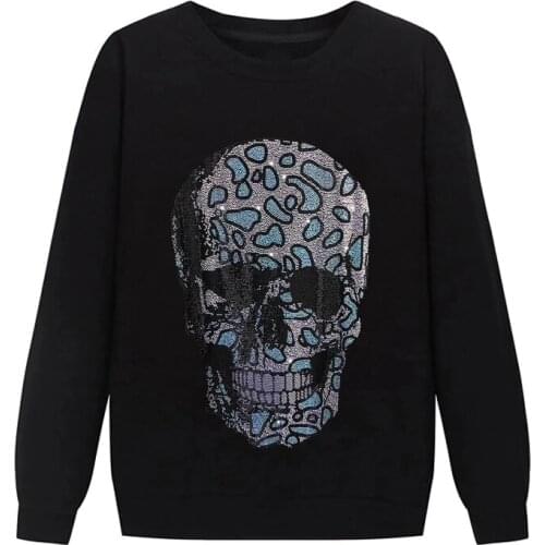 Winter Mens Hoodie High Quality Hot Drill Skull Casual Pullover Long Sleeve Hoody Oversized Hip Hop Sweatshirt