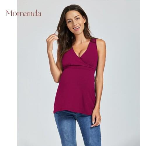 MOMANDA Womens Soft V Neck Plunge Maternity Nursing Tank Top