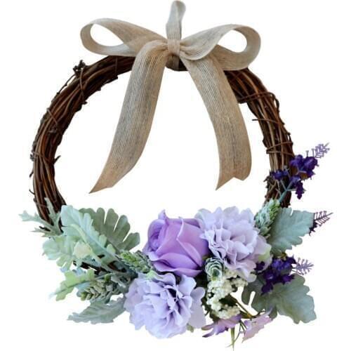 Artificial Flower Wreath Fake Silk Rose Peony Wreath Window DIY Wedding Decoration Colorful Garland Home Wall Hanging Door Decor