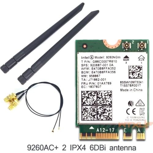 9260NGW Wireless Wifi Network Card for Intel 9260AC Dual Band 1730mbps NGFF 802.11ac Wifi Bluetooth 5.0 for Laptop Windows 10