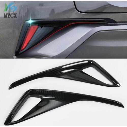 2pcs Carbon Fiber ABS car rear Fog lights lamp decoration cover car accessories 2016 2017 2018 for Toyota C-HR CHR C HR