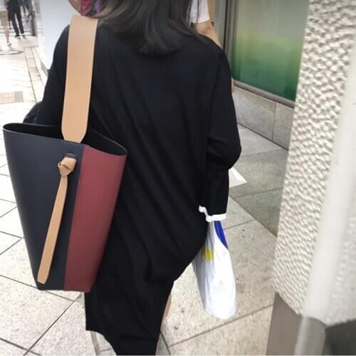 Women Mixed Summer Colors Bucket Bag Luxury Ladies Leather Big Tote Handbag Fashion High Capacity Shopper Shoulder Bag