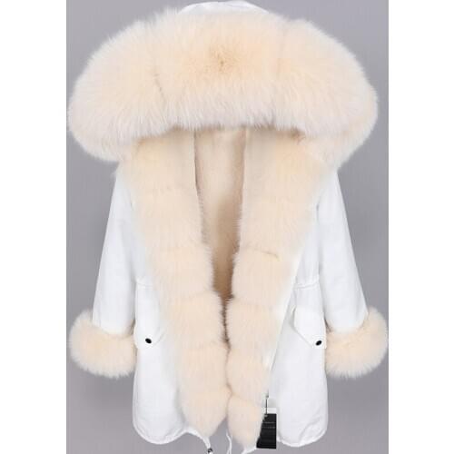 2020 New fashion winter long parkas jacket women real fur coat natural real fox fur collar oversize big fur outwear