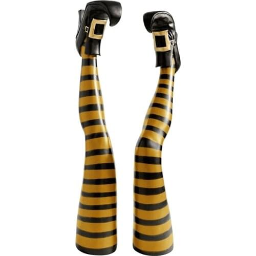 066E Halloween Evil Witch Legs Upside Down Wizard Feet Stake Garden Yard Decoration