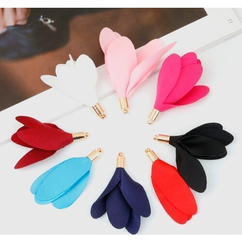 10pcs Mixec Color 50mm Cloth Flower Tassel Charms Pendants For Necklace Bracelet Jewelry Making DIY Earring Accessories