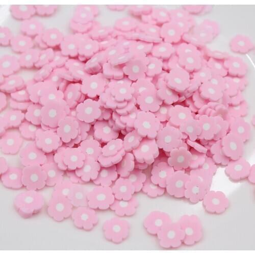 100g/lot Pink Flower Slices Polymer Clay Nice Flower Soft Pottery for Toys Decoration DIY Crafts Filler Accessories