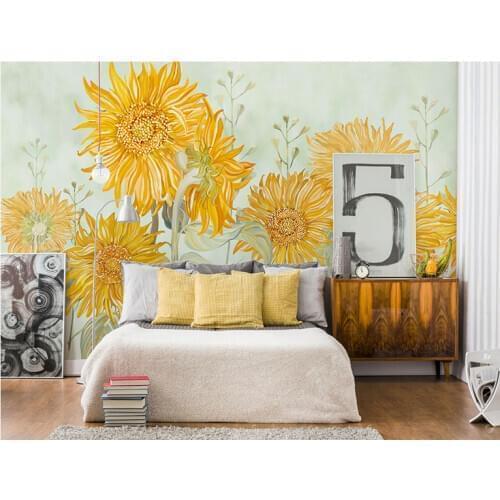 3D Wall Murals Wallpaper Flower Mural Art Living Room Bedroom Wallpaper Hand-painted Oil Painting Sunflower sticker mural