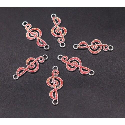 8pcs Handmade Enamel Treble Symbol Connector DIY Charm Hip Hop Bracelet Earrings Jewelry Crafts Metal Accessories 25*10mm P437