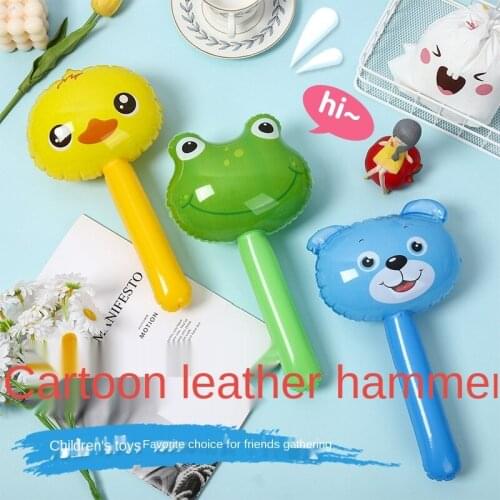 Animal Head Long Stick Children 's Inflatable Toy Small Inflatable Bell Hammer Balloon