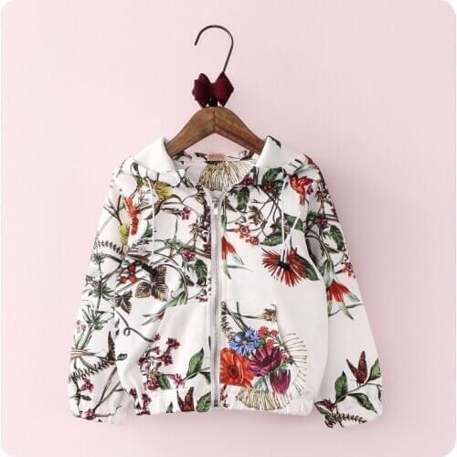 Korean Childrens Garment 2016 Autumn Clothing Children Girl Printing Even Loose Coat Zipper Upper Garment Girl Baby Cardigan