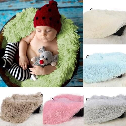 Baby Soft Faux Fur Fabric Photography Props Newborn Photographic Backdrops Newborn Basket Stuffer Blanket Swaddle Wrap 60*70cm