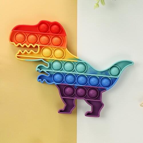 Dinosaur Rainbow Push Bubble Fidget SensoryToy Autism Special Fidget Squeeze Funny Stress Reliever kids Toys Keychain