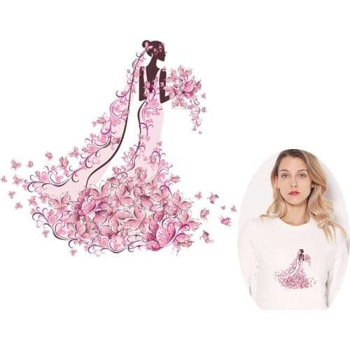 Iron On Transfer Lovely Cartoon Girls Patches For Clothes Heat Transfer For Clothing Thermal Stickers Flower Patches On clothes