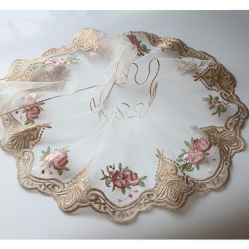 20cm 7.87inch wide-3yards/lot Gold Embroidered Tulle Lace Trim for Garment Decoration,Vintage Embroidery Mesh Lace Trim
