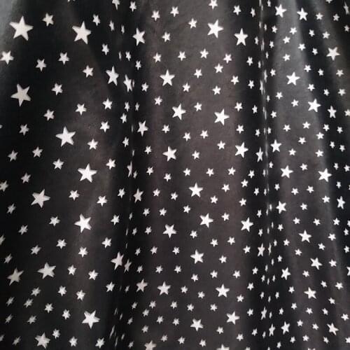 Good Black PU Leather Printing Five-pointed Star Faux Leather Fabric Synthetic Leather DIY Sewing Material Diy Dress Clothing