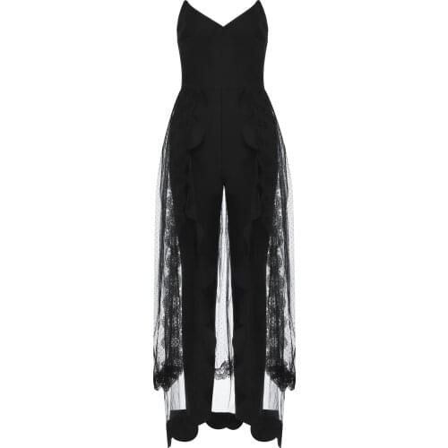 New Lace Jumpsuit Women Overalls For Bodysuit Jumpsuits Bandage Overalls Fitness Bodysuit Jumpsuits For Women 2020 Sexy Clothes