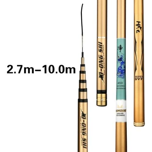 Short Section Stream Fishing Rod Black Pit Super Ligh Carp Fishing Pole Hand Olta Carbon Fiber 2.7m-10m Fishing Canne De Pesca