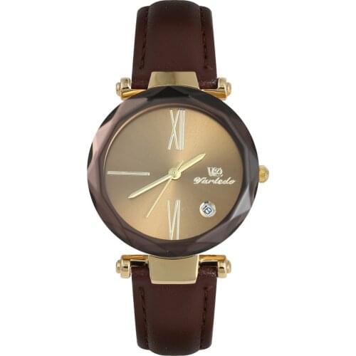 VARLEDO Leather Wrist Watches geometric Surface Quartz Ladies Fashion Girl Watch
