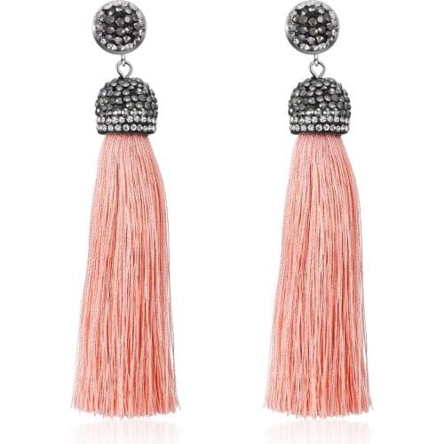 Ambrum Valentines Day Colorful Copper Black Cysta Earrings,Tassel Earrings Women Bohemian Jewelry Dropshipping
