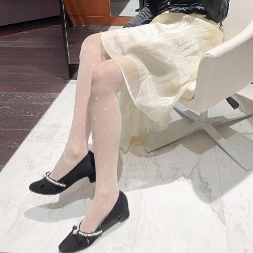 Lolita Lace Plaid Women Stockings Sexy Transparent Tights Pantyhose Collant Femme Summer Thin Nylon Stocking Dress