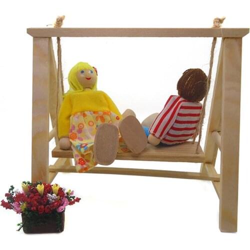 Miniature Blank Wooden Swing Chair Model 1/12 Doll House Playground Decoration Doll House Swing home decor home decoration Swing