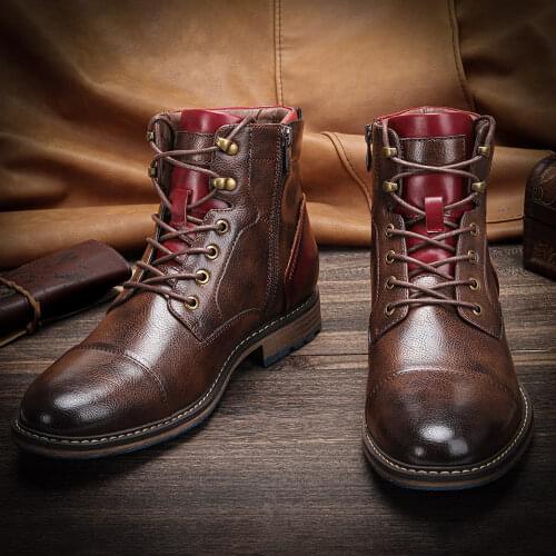 Size 8-12 Men boots Brand leather boots Mens winter martins boots Vintage ankle boots #AL603C4