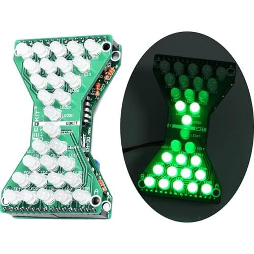 DIY Kit Green LED Electronic Hourglass DIY DC 3.3V-5V Funny Electric Production Kits with LED Double Layer PCB Board for Skills