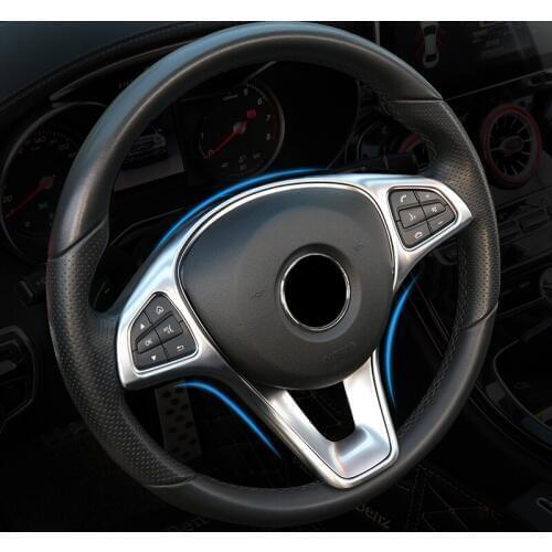 Refit ABS sticker steering wheel button trim decorative frame sticker accessories for Mercedes Benz W205 W213 GLA GLC E C Class