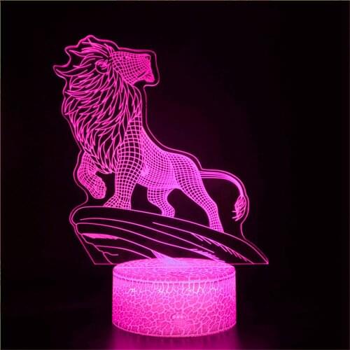 Animal King Tiger 3D Lion Hologram Table Lamp Visual Stereo Touch Usb Night Light Christmas Decoration Gift LED Table Lamp