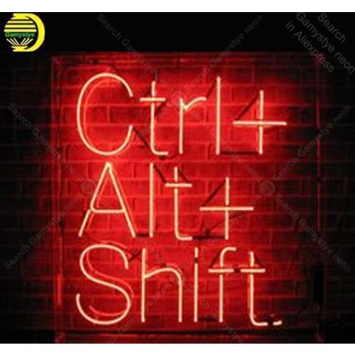 Neon Sign for Ctrl+ Alt+ Shift Neon Bulb sign handcraft Signboard Hotel Dropshipping personalized Neon light sign Light up wall