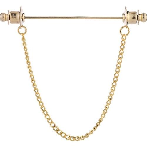 New Metal Chain Tassel Pins Fashion Mens Perforated Shirt Brooched Suit Collar Pin Collar Buckle Accessories