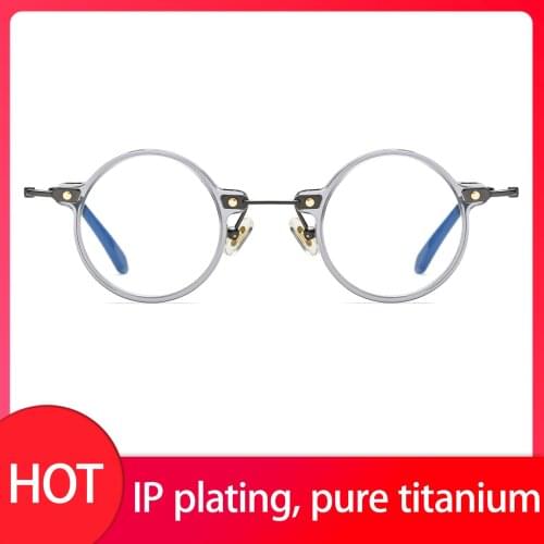 Top Quality Man Woman Optical Lenses Japan Ultralight Pure Titanium Spectacle Glasses Retro Transparent Glasses Round Frame 8567