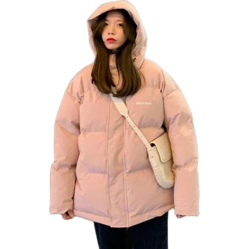 Overcoat Parka Winter New 2021Down Cotton Womens Jacket Loose Zipper Hood Student Cotton Bread Clothes Female Outerwear