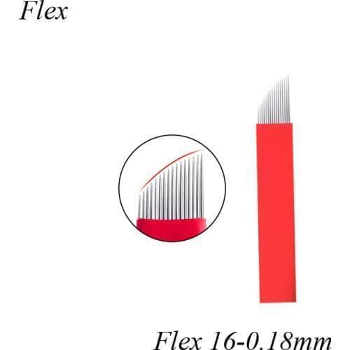 Lâmina para tebori Micropigmentação pontas 16FLEX 0.18mm Tebori Agulhas Needles for Permanent Makeup Manual Eyebrow Blades