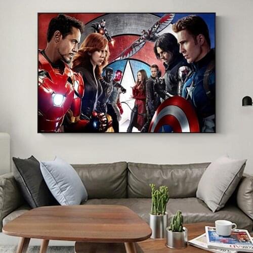 Marvel Superhero Classic Movie Avengers Captain America: Civil War Poster Iron Man Canvas Painting Living Room Home Decoration