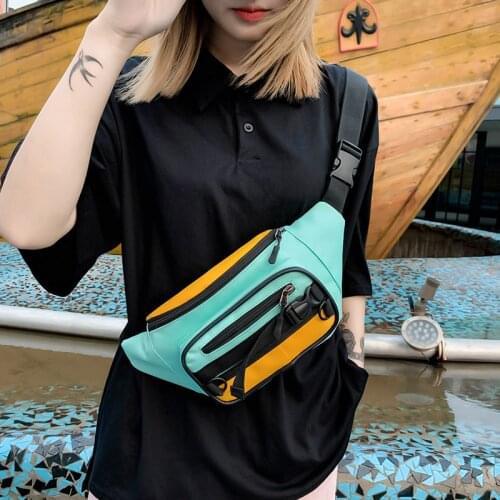 Mihaivin Women Chest Fanny Pack Waist Belt Bag Female Canvas Sports Shoulder Bags Casual Automatic Buckle Running Waist Pack Bag