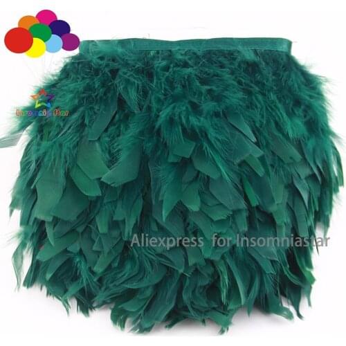 Dusty Green Beautiful 8-12 cm Natural Flake Turkey feathers ribbon For Wedding Dress Skirt Party Clothing Decoration