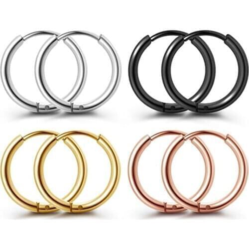 Women Hoop EarringsTitanium Gold Color Septum Rings Open Small Septum Piercing Nose Earrings Women Men Ear Nose Piercing Jewelry