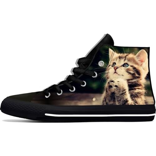 Animal Cute Cat art New Arrive Fashion Lightweight High Top Canvas Shoes Men Women Casual Breathable Sneakers
