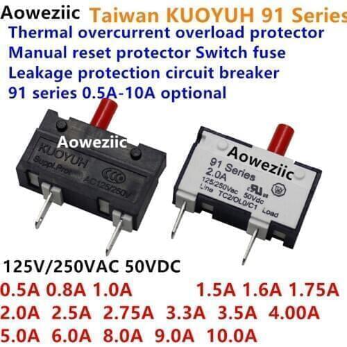 1Pcs 91 Series 0.5A 0.8A 1A 1.5A 1.6A 2A 2.5A 3.3A 3.5A 4A 5A 8A 9A 10A Overcurrent protector short circuit overload switch fuse
