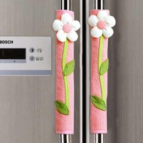 1pc Flower Polka Dot Door Refrigerator Handle Cover Gloves Kitchen Handle Pastoral Accessories Fridge Door Decoration L8I3