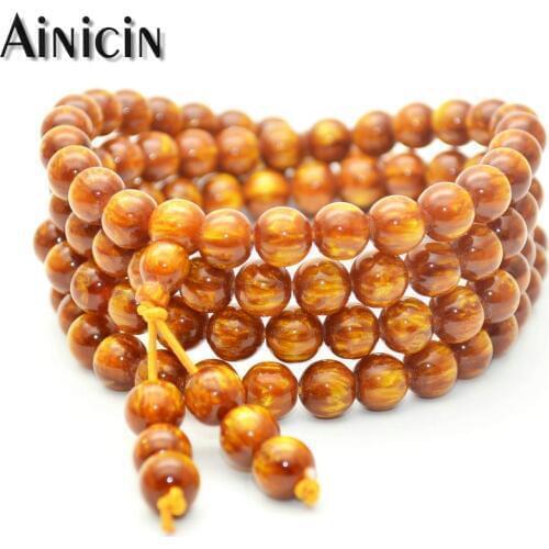 10pcs 108 Beads Resin Tibetan Prayer Beaded Bracelets & Necklace Imitative Wood Multi-layers Bangles For Men and Women Jewelry