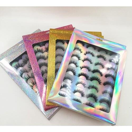 16 Pairs Lash Book 3D Soft Mink Hair False Eyelashes Handmade Wispy Fluffy Long Lashes Natural Eye Makeup Tools Faux Eye Lashes