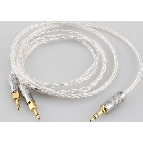 2.5mm 4.4mm XLR 3.5mm 8 Core Silver Plated OCC Earphone Cable For Sennheiser HD700 Headphone