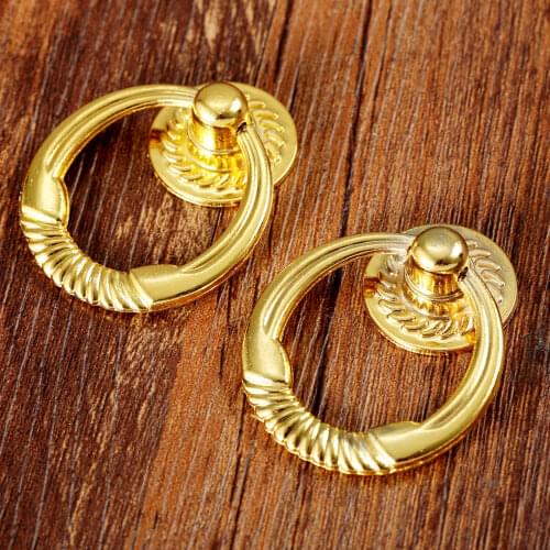 2Pcs 47*38mm Antique Brass Kitchen Closet Cupboard Cabinet Drawer Wardrobe Drop Handles Zinc Alloy Bookcase Door Pull Ring Knob