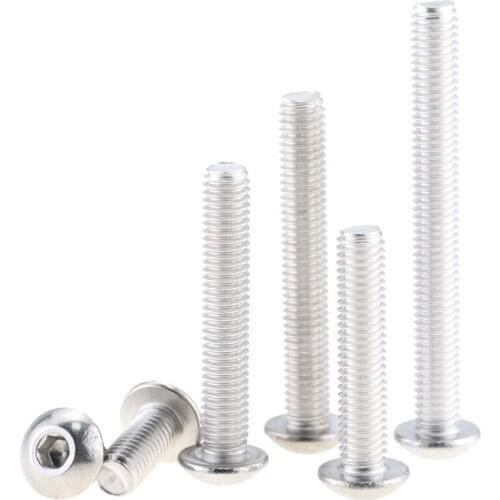20PCS M4x6-50 8 10 35 40 304 Stainless Steel Hexagon Hex Socket Button Head Screw Bolts Round Head Screw Standoff ISO7380 M4*6