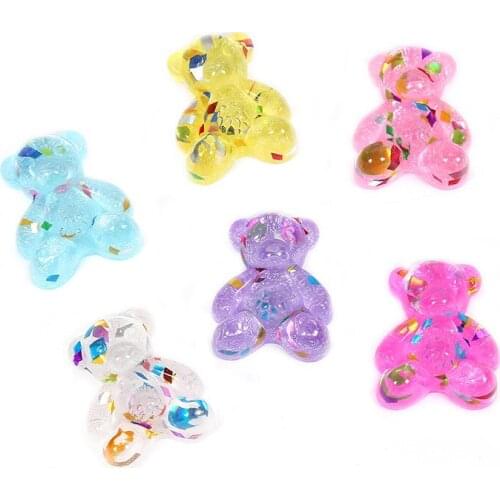 25pcs Gummy Bear 3D Planar Resin Charms Transparent Sequin Mouse Head Kawaii Rabbit Cabochon Charms For Phone Case Accessories